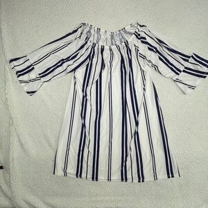 Women’s XL West Loop Navy Blue/White Stripe Tunic Top